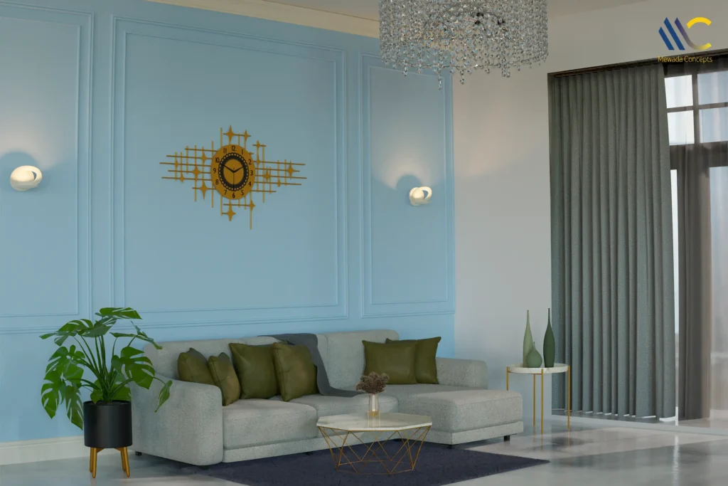 soft pastels and baby blue wall paint colour